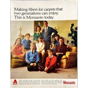 Monsanto "Making fibers for carpets for two generations" Vintage Print Ad 1967